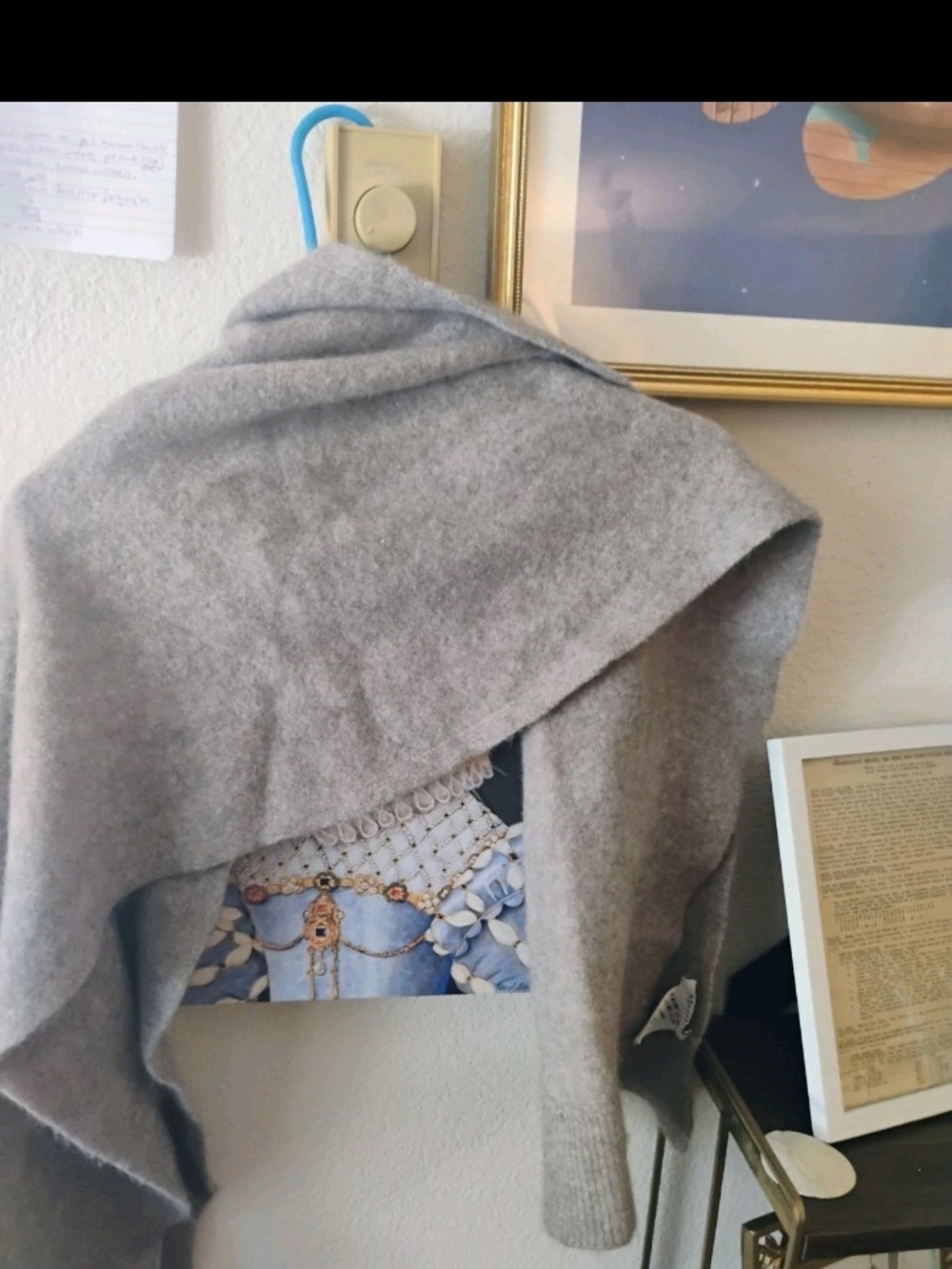 Martha Stewart Light Gray Knit Wrap Shawl Scarf 100% Cashmere